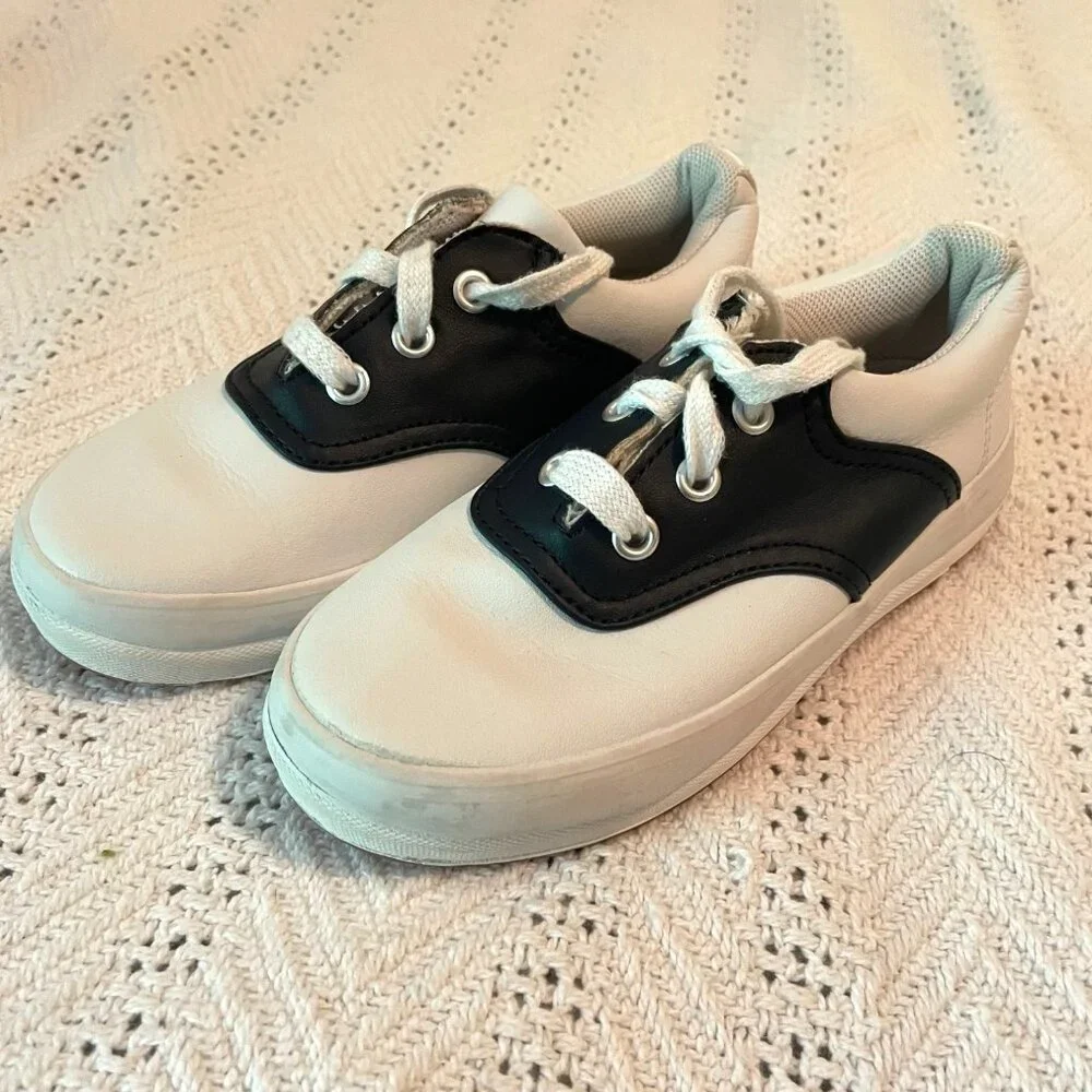 Keds Kids White & Navy Leather Sadle Oxford‎ Sneakers Sz 11.5S Youth School Days